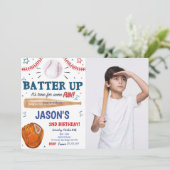 Honkbal Foto Uitnodiging  (Staand voorkant)
