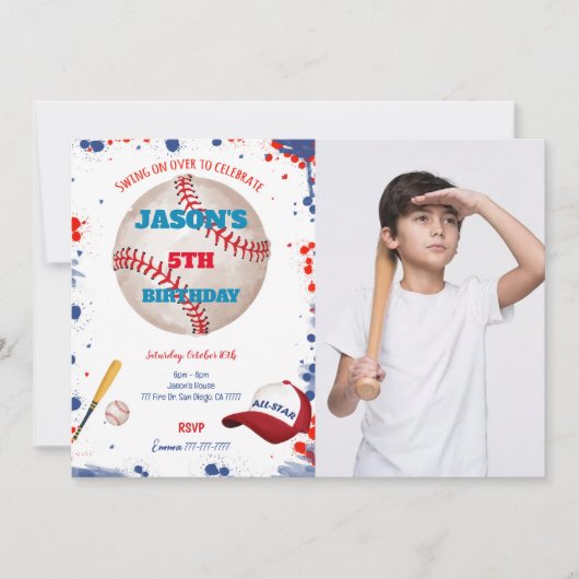 Honkbal Foto Uitnodigingen (Voorkant)