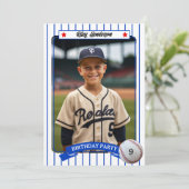 Honkbal Foto Verjaardag Party Uitnodiging (Staand voorkant)