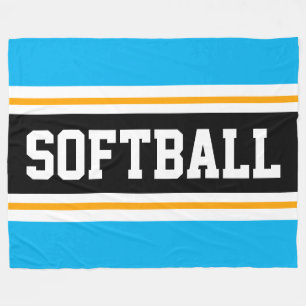 HONKBAL Fun Azure Blue Black Athletic Stripes Fleece Deken