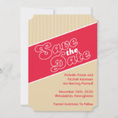 Honkbal geïnspireerde Save The Date (Rood / Beige) Kaart (Voorkant)