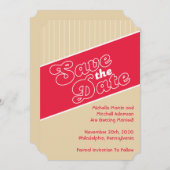Honkbal geïnspireerde Save The Date (Rood / Beige) Kaart (Voorkant / Achterkant)