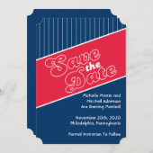 Honkbal geïnspireerde "Save The Date" (Rood / Mari Kaart (Voorkant / Achterkant)