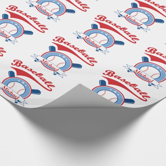 Honkbal gepersonaliseerd cadeau cadeaupapier (Hoek)