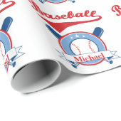 Honkbal gepersonaliseerd cadeau cadeaupapier (Rol Hoek)