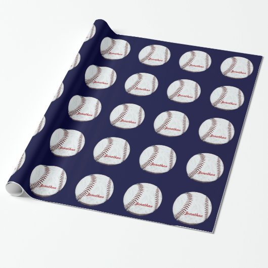  honkbal gepersonaliseerd cadeaupapier (Uitgerold)