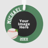 Honkbal gepersonaliseerde foto Kerstmis Ornament (achterkant)