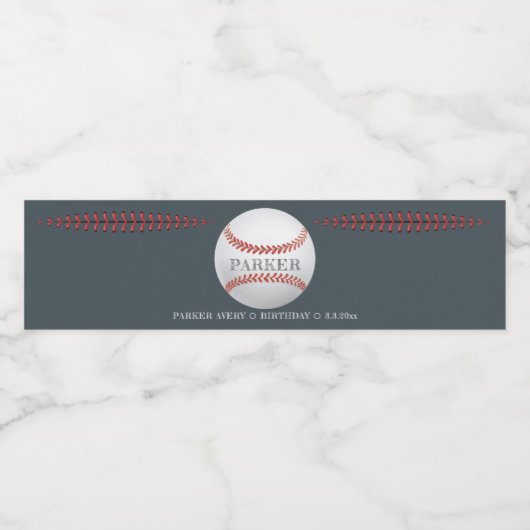 Honkbal Gepersonaliseerde Verjaardag Waterfles Etiket (Enkel label)