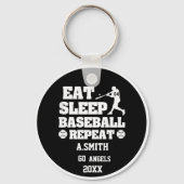 Honkbal geschenken eten slaap honkbal herhalen sleutelhanger (Voorkant)