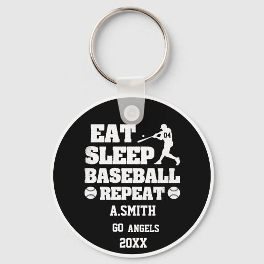 Honkbal geschenken eten slaap honkbal herhalen sleutelhanger (Voorkant)