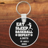 Honkbal geschenken eten slaap honkbal herhalen sleutelhanger (Voorkant)