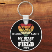 Honkbal geschenken Mijn hart is op dat veld Sleutelhanger (Achterkant)