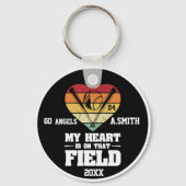 Honkbal geschenken Mijn hart is op dat veld Sleutelhanger (Achterkant)