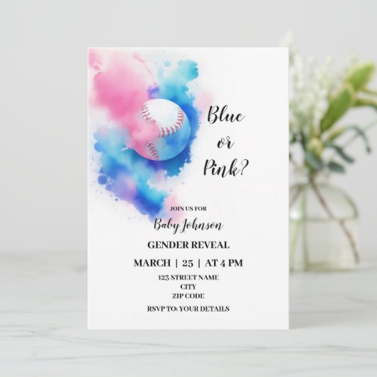 Honkbal geslacht onthullen uitnodiging (Staand voorkant)