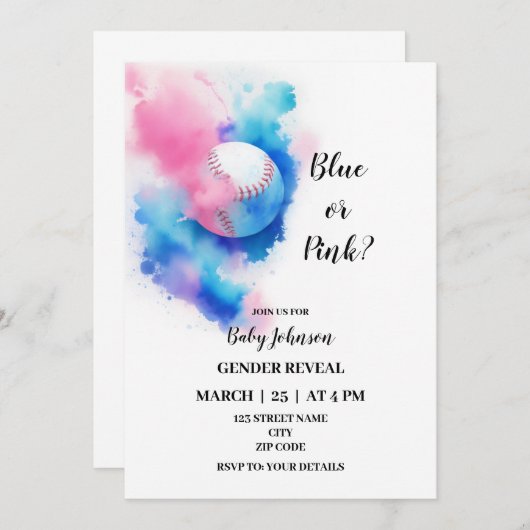 Honkbal geslacht onthullen uitnodiging (Voorkant / Achterkant)