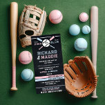 Honkbal Geslacht onthullen uitnodiging, blauw of r<br><div class="desc">Team roze vs. Team blauw. Nodig gasten uit om uw honkbal thema te onthullen geslacht met deze leuke ticket stijl roze en blauw geslacht onthullen uitnodigingen. Donkere krijtbordachtergrond laat de pastelroze en blauwe tekst opvallen. Perfect voor een honkbal gender reveal party.</div>