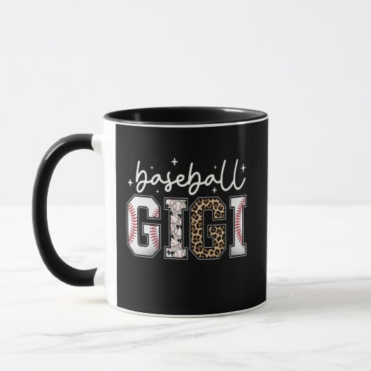 Honkbal Gigi Luipaardprint Coquette Boog Mok (Links)