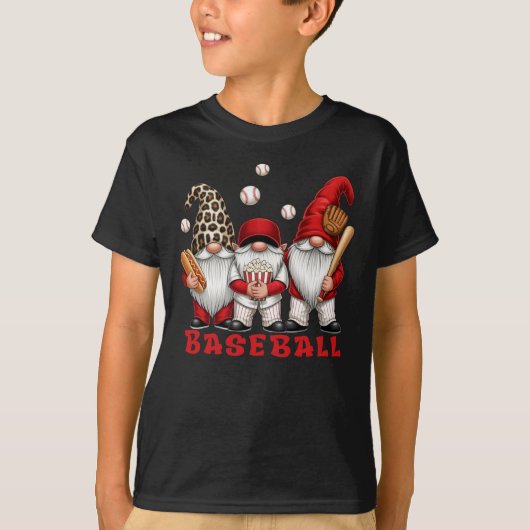 Honkbal Gnomen, Grappige Sport Gnomes T-shirt (Voorkant)
