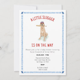 Honkbal Golden Retriever Waterverf Baby shower Kaart