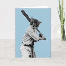  honkbal grappige kat feestdagen kaart