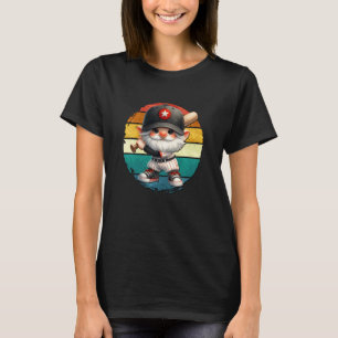 Honkbal grootvader kabouter op een retro zonsonder t-shirt