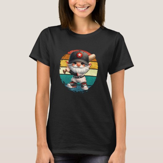 Honkbal grootvader kabouter op een retro zonsonder t-shirt (Voorkant)