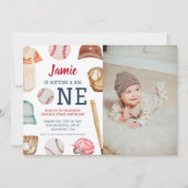 Honkbal Grote Een Jongen 1e Verjaardag Kaart (Voorkant)