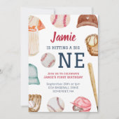 Honkbal Grote Een Jongen 1e Verjaardag Kaart (Voorkant)