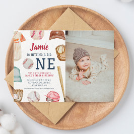 Honkbal Grote Een Jongen 1e Verjaardag Kaart