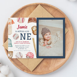 Honkbal Grote Een Jongen 1e Verjaardag Kaart