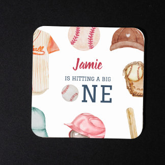 Honkbal Grote Een Jongen 1e Verjaardag Kartonnen Onderzetters