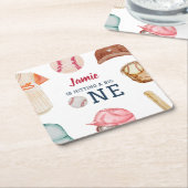 Honkbal Grote Een Jongen 1e Verjaardag Kartonnen Onderzetters (Schuin)