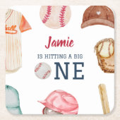 Honkbal Grote Een Jongen 1e Verjaardag Kartonnen Onderzetters (Voorkant)