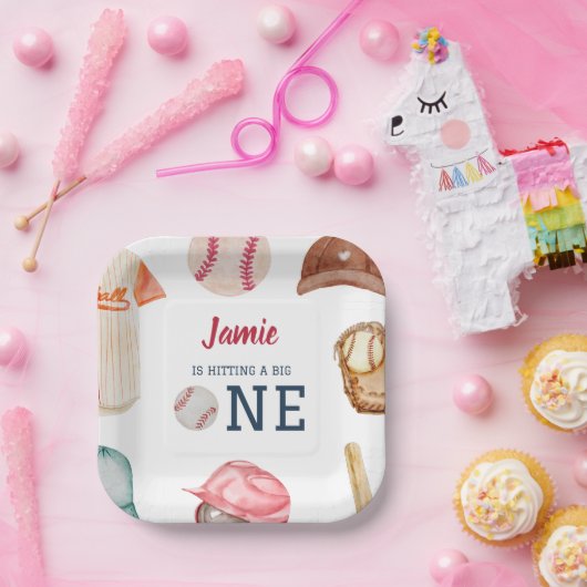 Honkbal Grote Een Jongen 1e Verjaardag Papieren Bordje (Feest)