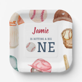 Honkbal Grote Een Jongen 1e Verjaardag Papieren Bordje