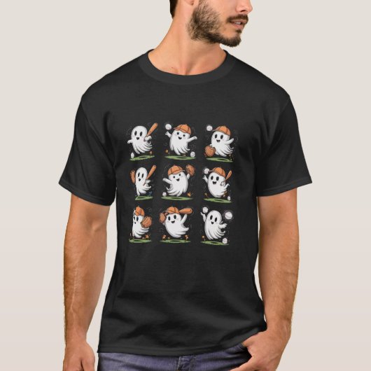 Honkbal Halloween Spooky Catcher Pitcher Trick or T-shirt (Voorkant)