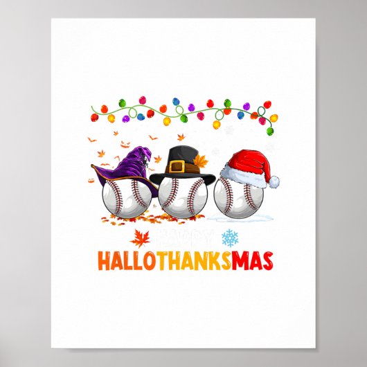 Honkbal Halloween Thanksgiving Kerstmis Hallotha Poster (Voorkant)