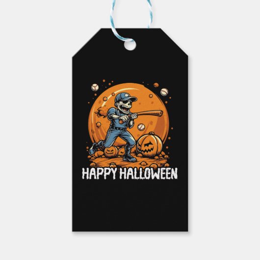 Honkbal Halloween Trick or treat honkbalspeler Cadeaulabel (Voorkant)