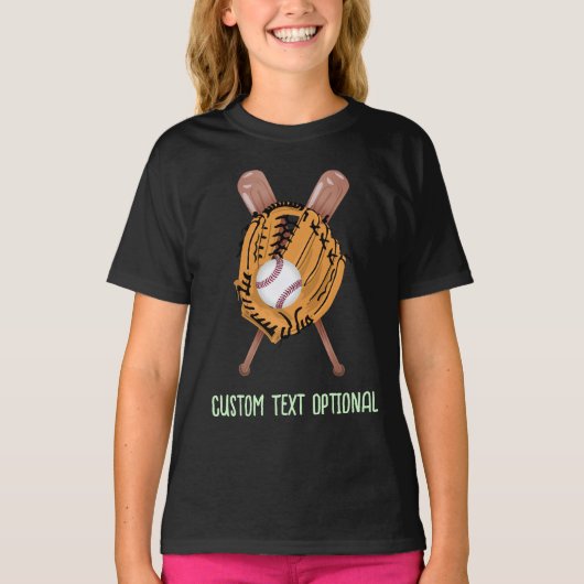 Honkbal, handschoen en slaghouten t-shirt (Voorkant)