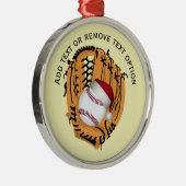 Honkbal, Handschoen, Vleermuizen Kerstmis Metalen Ornament (Rechts)