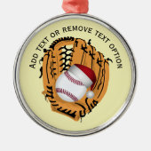 Honkbal, Handschoen, Vleermuizen Kerstmis Metalen Ornament (Voorkant)