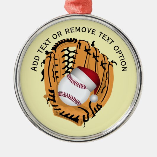 Honkbal, Handschoen, Vleermuizen Kerstmis Metalen Ornament (Voorkant)