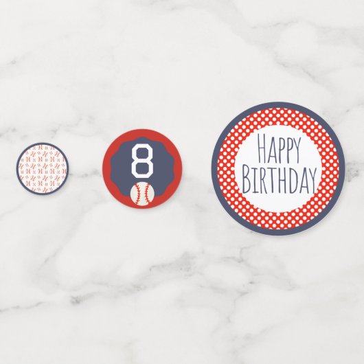 Honkbal Happy Birthday Confetti (Voorkanten)