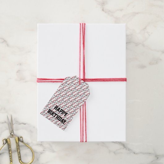 Honkbal Happy Birthday Sport Team Spelersspel Cadeaulabel (Met Touw)