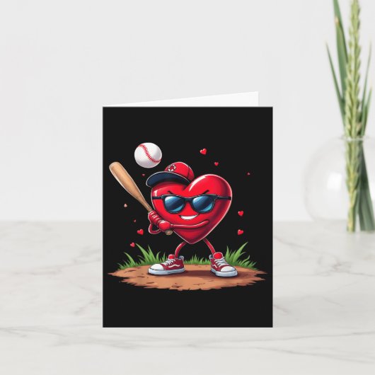 Honkbal Hart Grappige Valentijnsdag Ontwerp Honkba Kaart (Voorkant)
