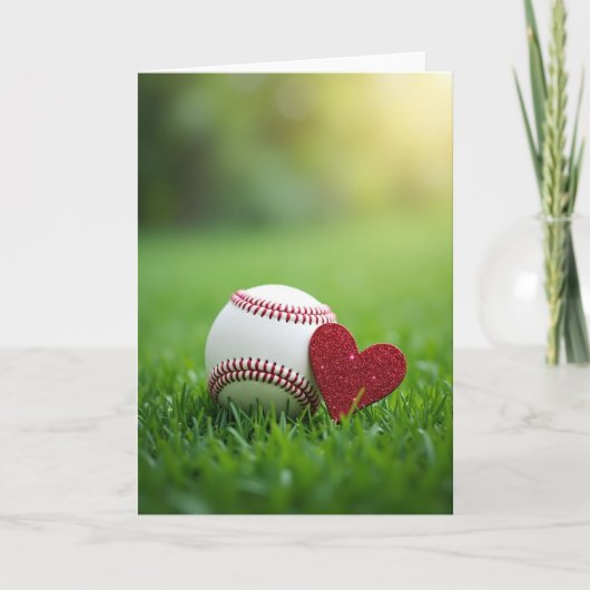 Honkbal Hart Liefde Wenskaart Kaart (Voorkant)