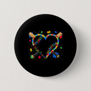 Honkbal Hart met Puzzel Stukken Autisme Award Ronde Button 5,7 Cm