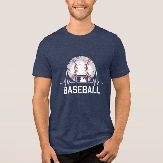 Honkbal Heartbeat T-shirt – Modern Distressed (Voorkant)