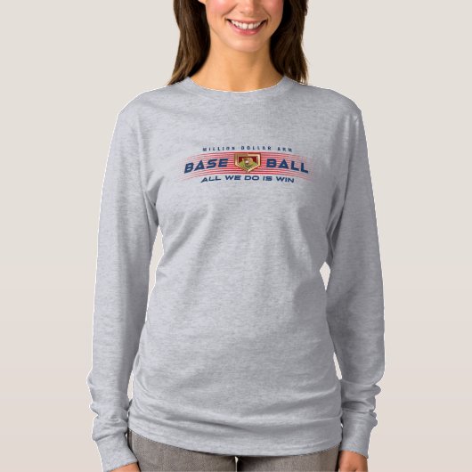 Honkbal held met Million Dollar Arm | met lange mo T-shirt (Voorkant)