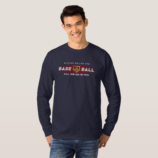Honkbal held met Million Dollar Arm | met lange mo T-shirt (Voorkant volledig)